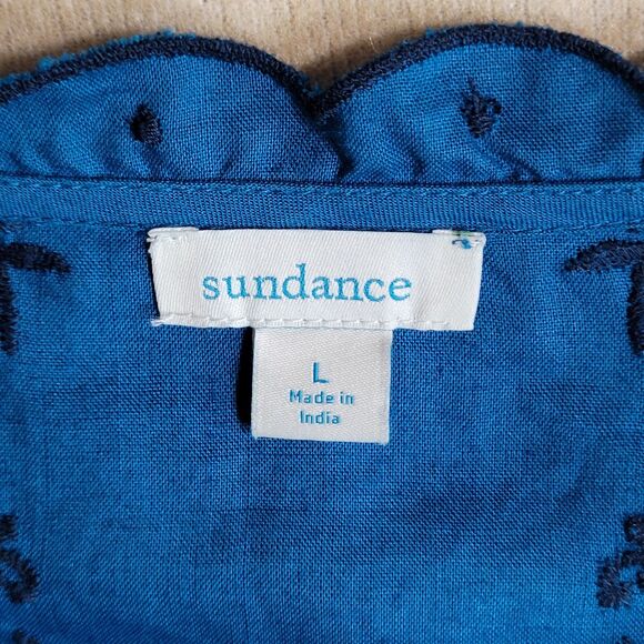 Sundance Rosetti Lace Teal Embroidered Womens L Button Up Top Victorian Romantic - Picture 11 of 13